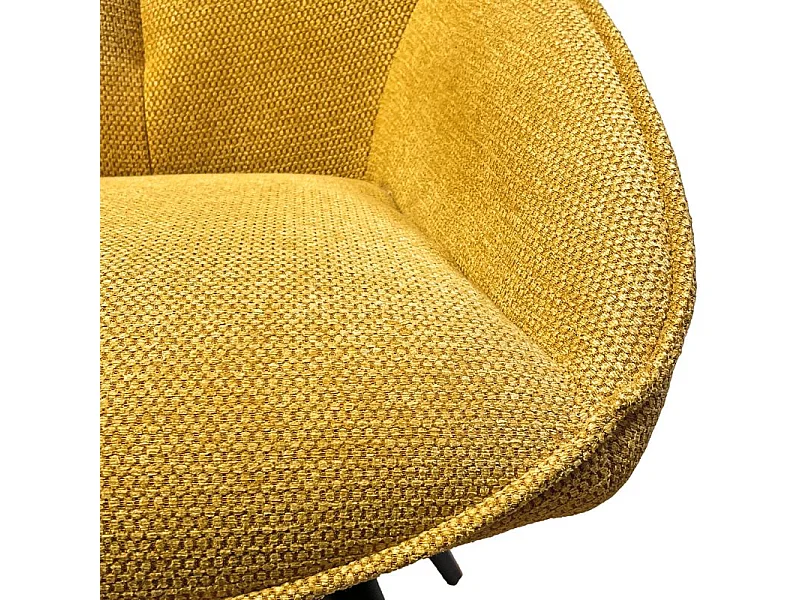 Lot 2 chaises pivotantes 180° tissu moutarde et pieds métal - PALOMA