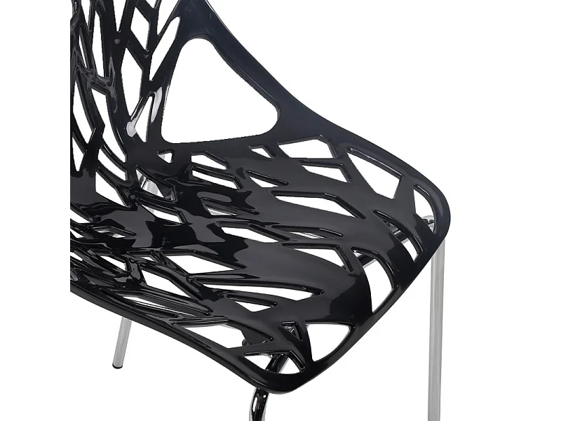 Lot de 2 chaises empilables noires avec pieds métal chromé - TIMBER