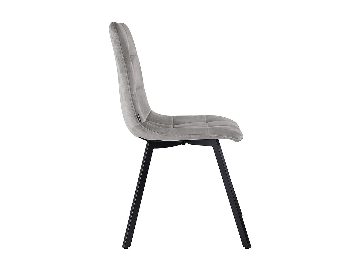 Lot 2 chaises en velours gris clair avec pieds en métal noir - NAMI 2