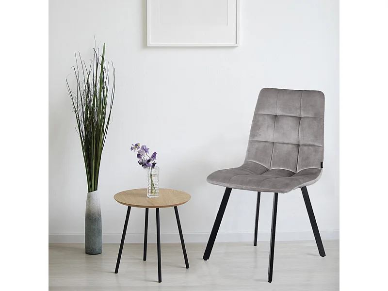 Lot 2 chaises en velours gris clair avec pieds en métal noir - NAMI 2