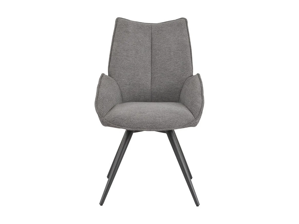 Lot 2 chaises pivotantes 180° tissu gris foncé et pieds métal - PALOMA