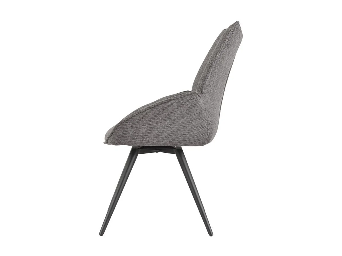 Lot 2 chaises pivotantes 180° tissu gris foncé et pieds métal - PALOMA