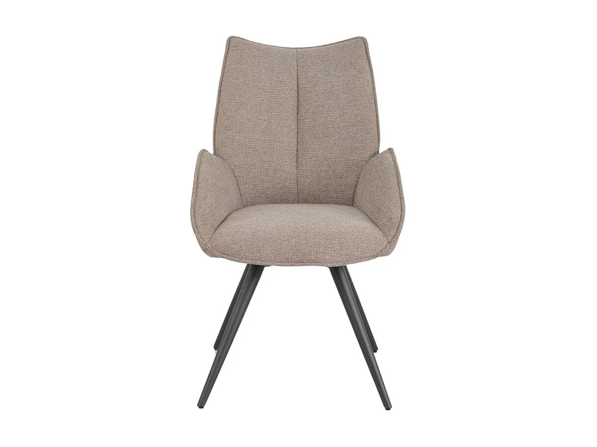 Lot 2 chaises pivotantes 180° en tissu taupe pieds métal noir - PALOMA