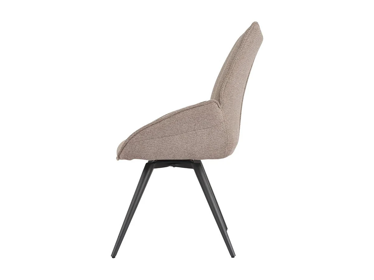 Lot 2 chaises pivotantes 180° en tissu taupe pieds métal noir - PALOMA