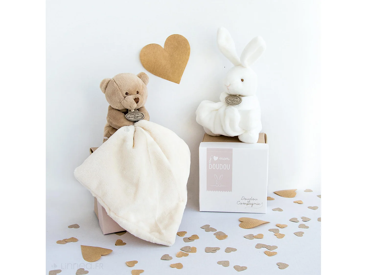 Doudou ours 10 cm polyester collection J'AIME MON DOUDOU beige naturel