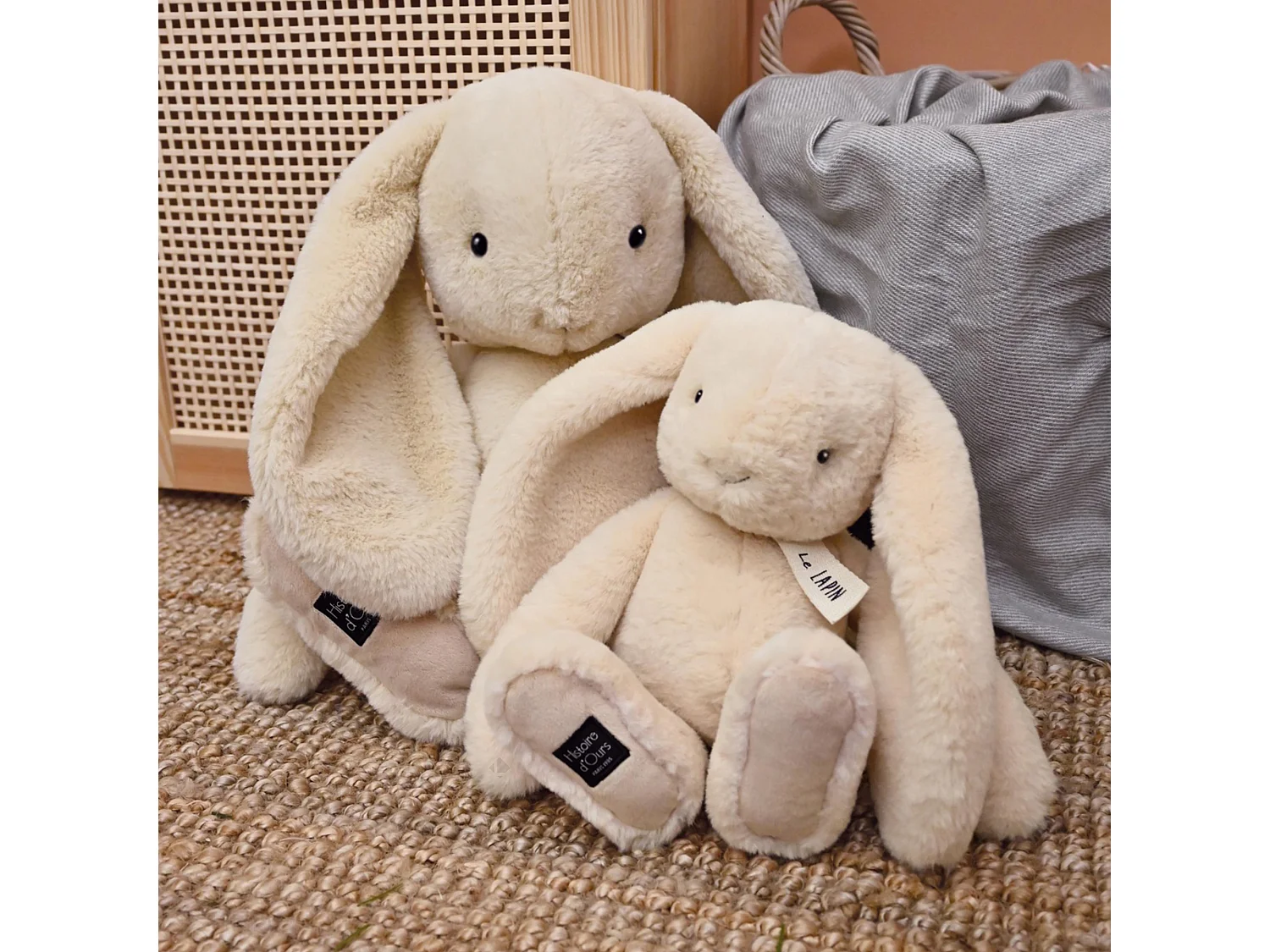 Peluche lapin 32 cm polyester collection LE LAPIN beige vanille