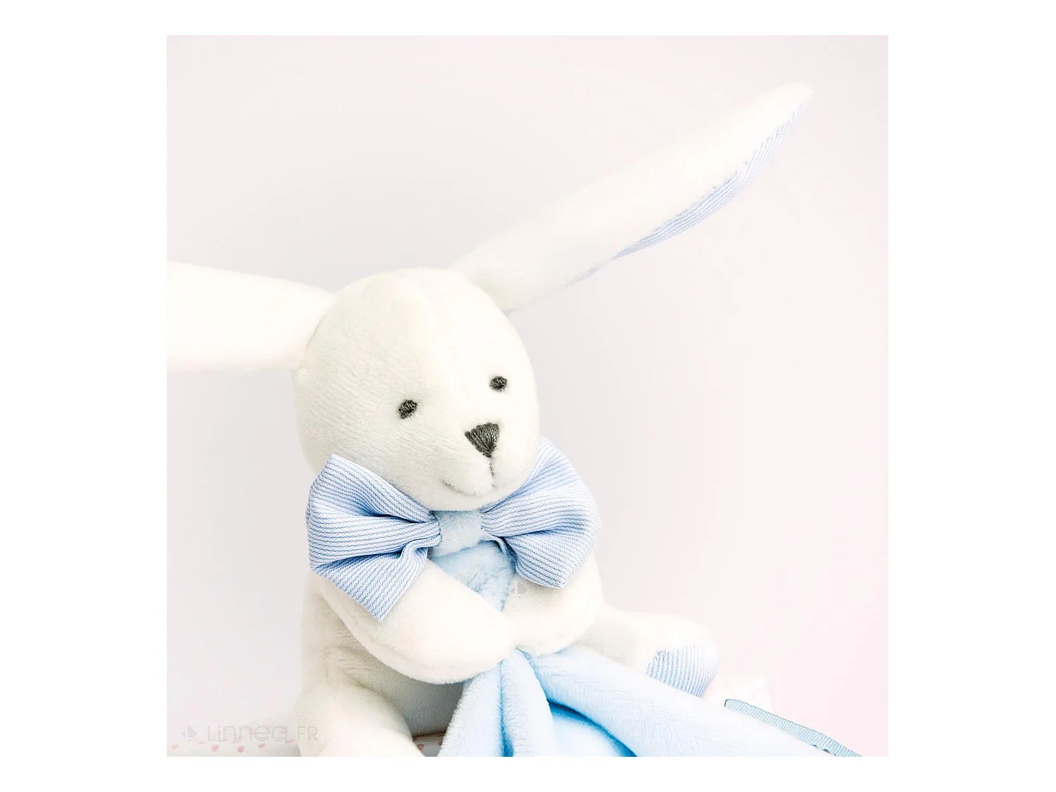 Doudou lapin 10 cm polyester collection J'AIME MON DOUDOU bleu