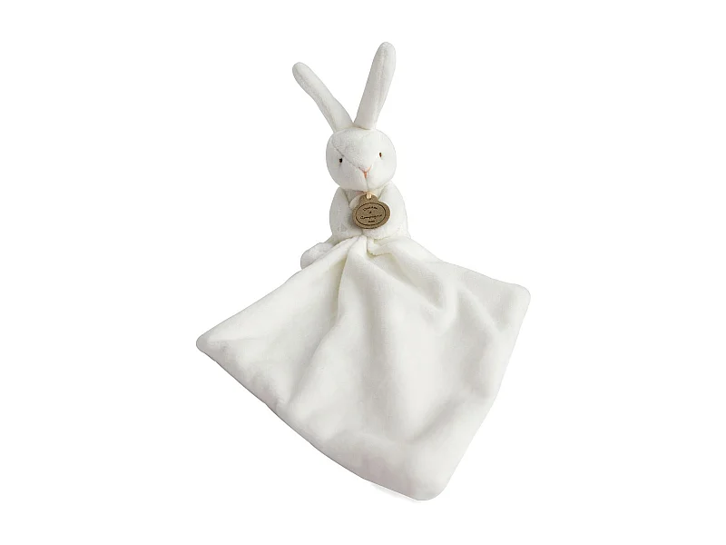 Doudou lapin 10 cm polyester collection J'AIME MON DOUDOU blanc