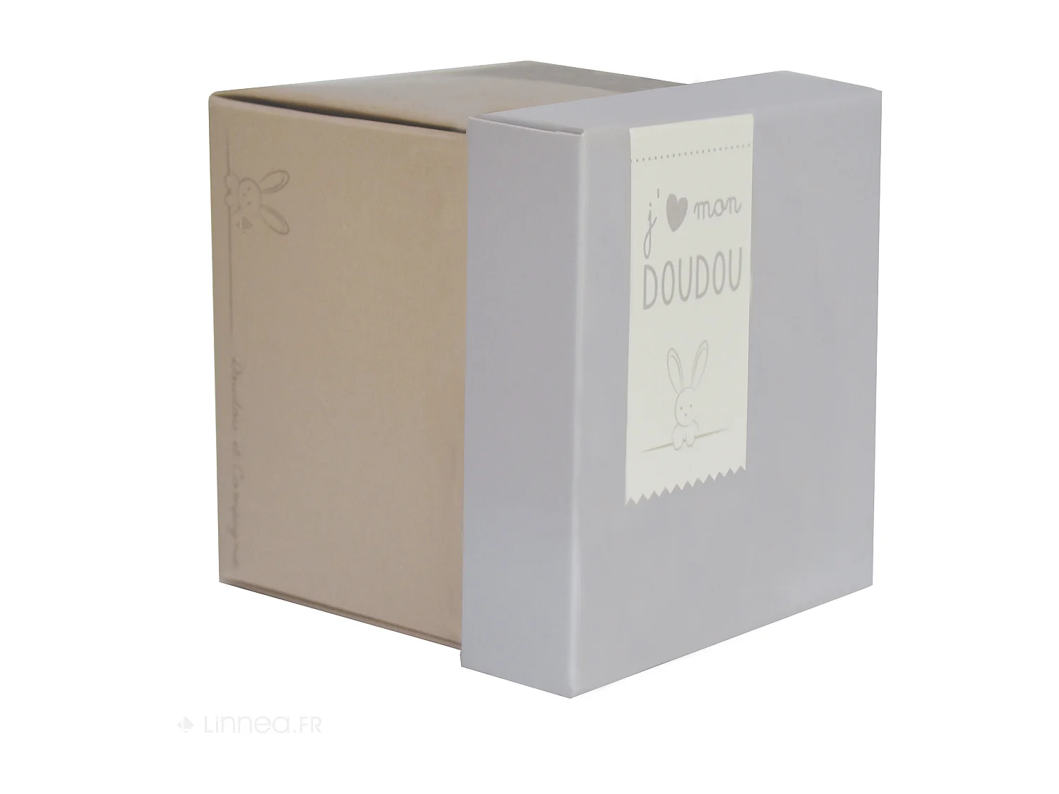 Doudou lapin 10 cm polyester collection J'AIME MON DOUDOU blanc