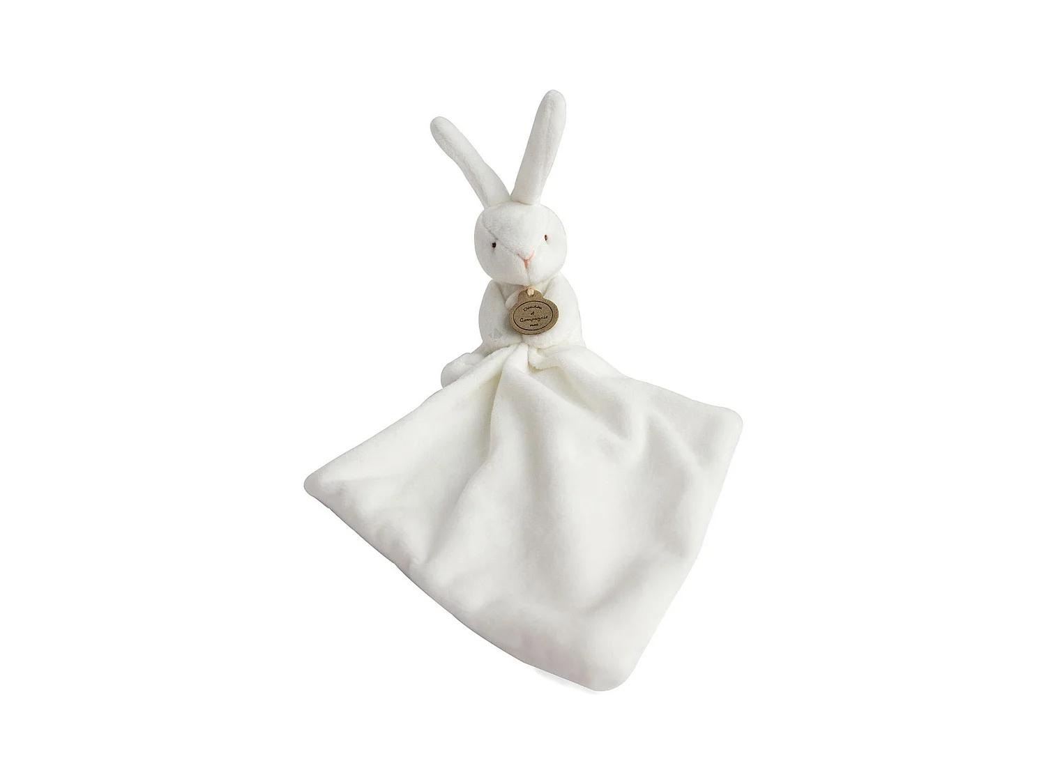 Doudou lapin 10 cm polyester collection J'AIME MON DOUDOU blanc