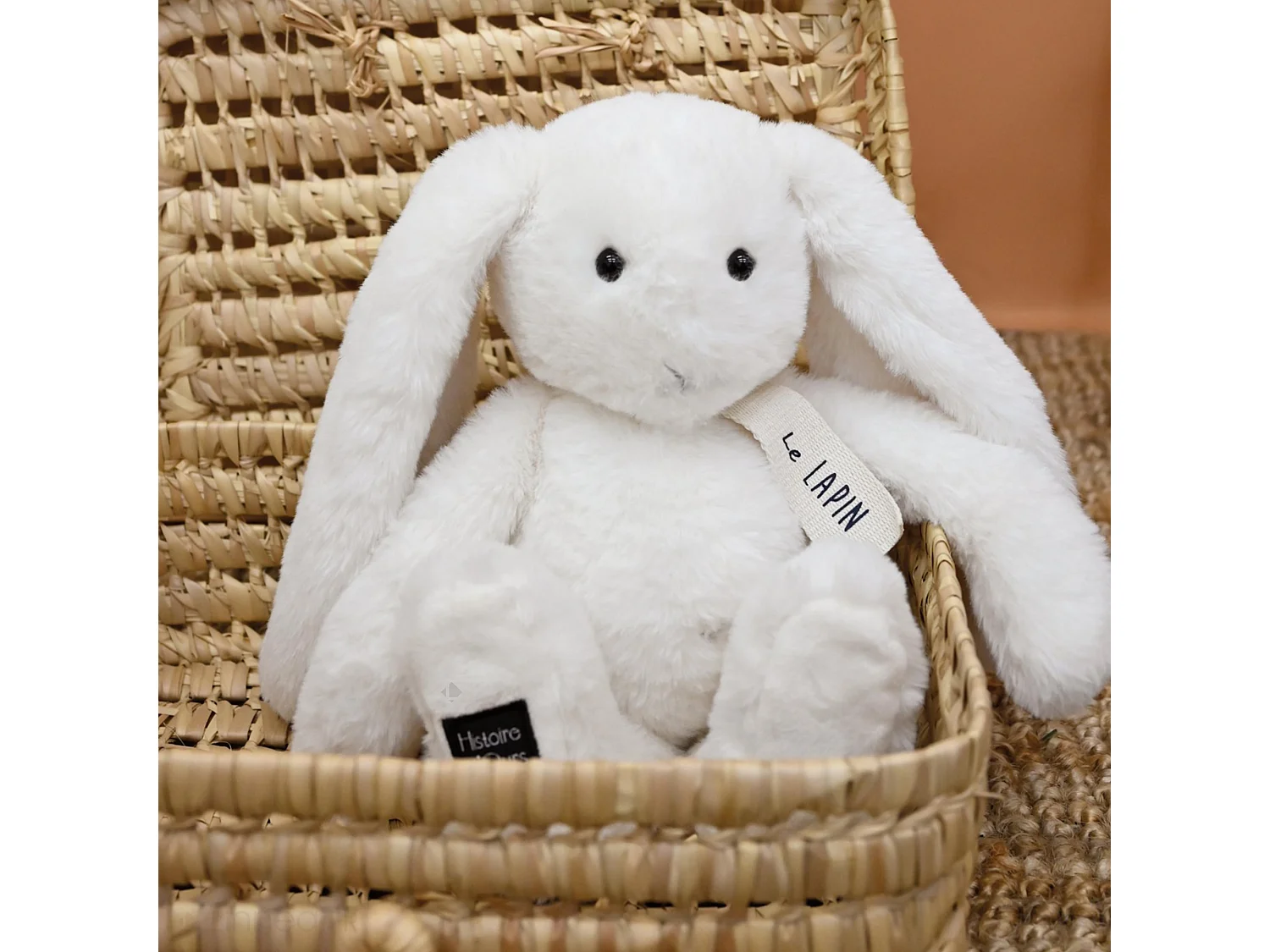 Peluche lapin 32 cm polyester collection LE LAPIN blanc