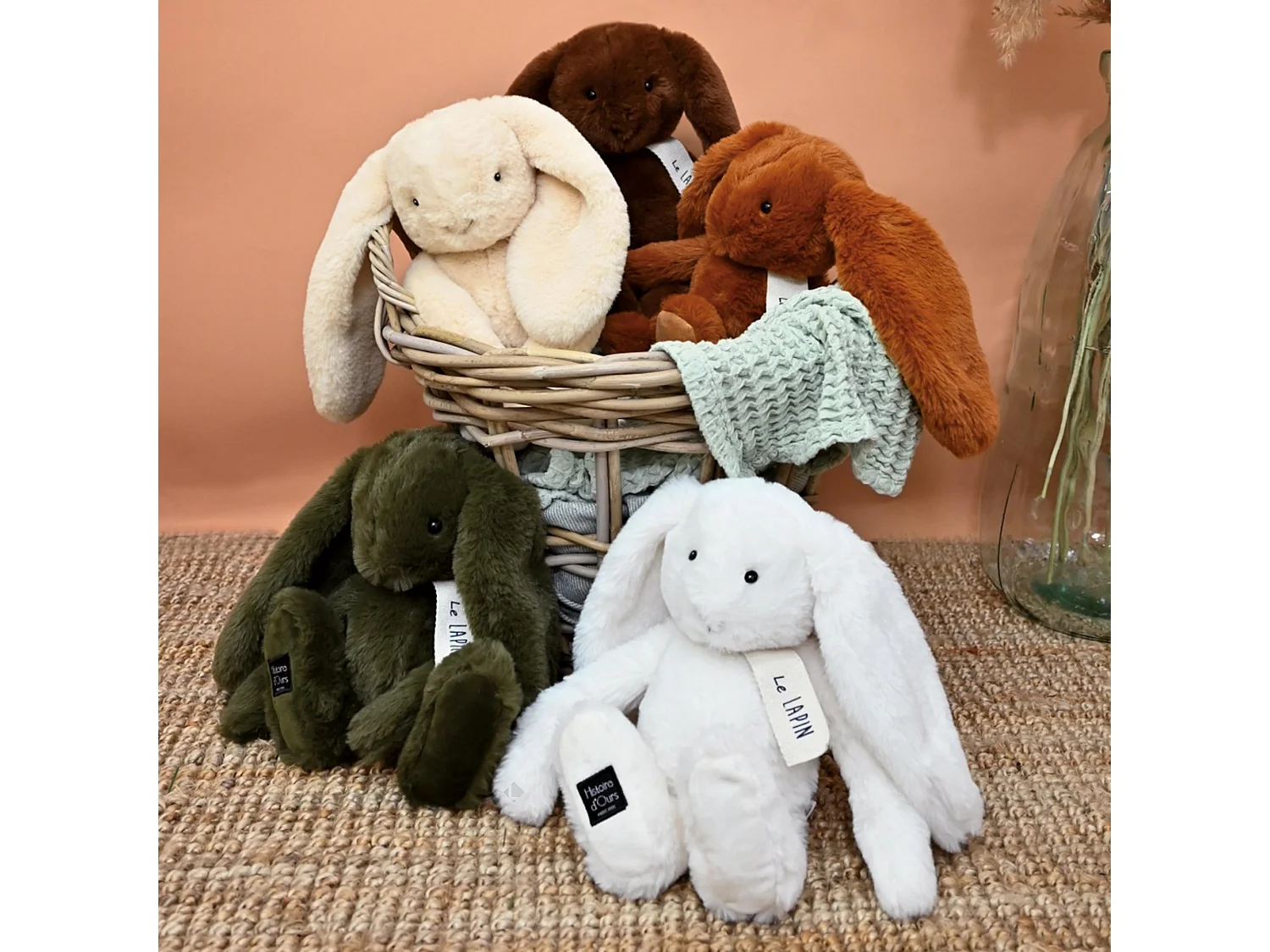 Peluche lapin 32 cm polyester collection LE LAPIN blanc