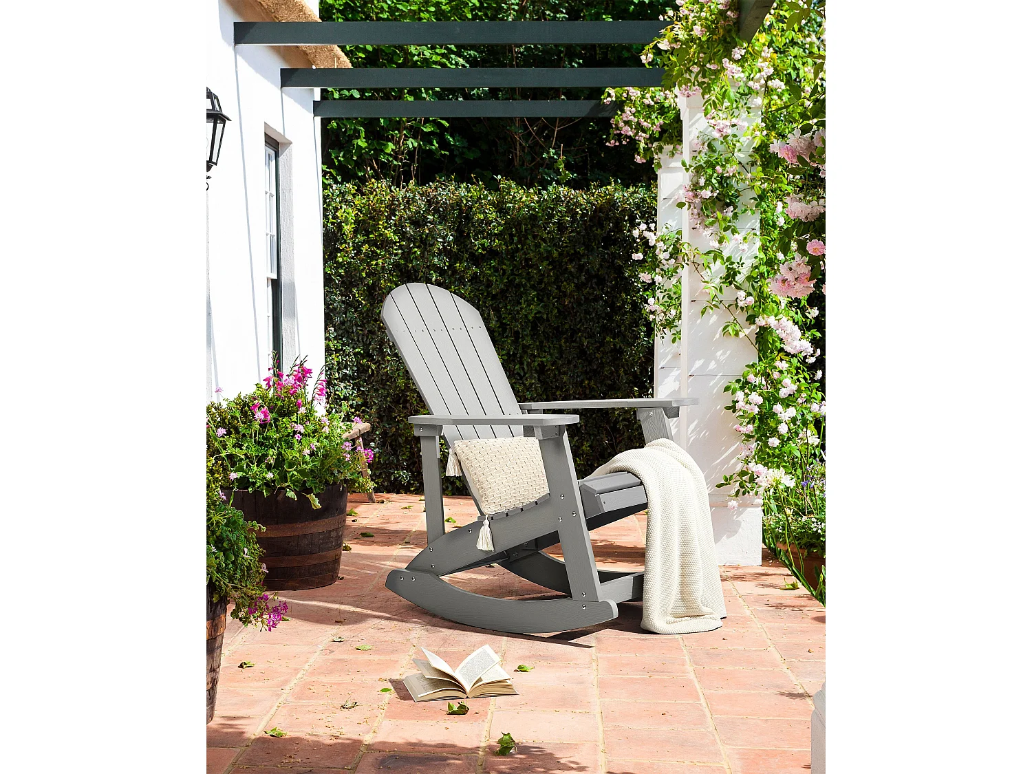 Fauteuil à bascule de jardin ADIRONDACK Gris clair