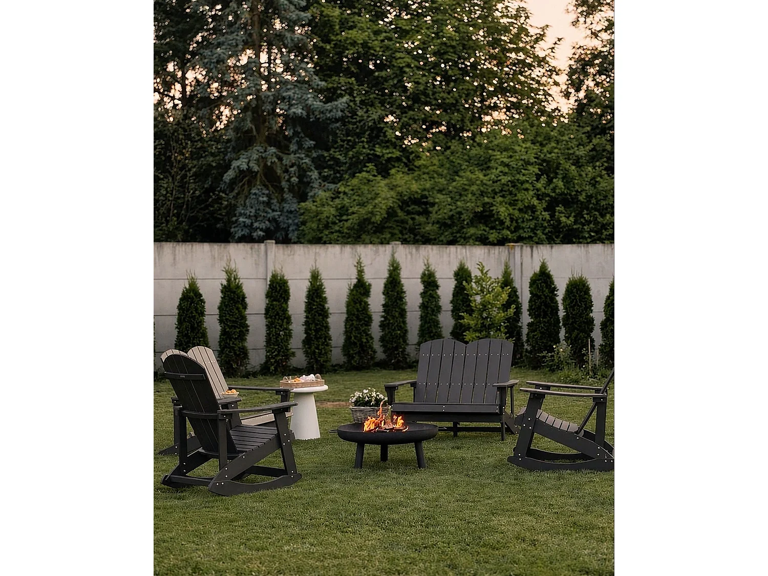 Fauteuil à bascule de jardin ADIRONDACK Gris foncé