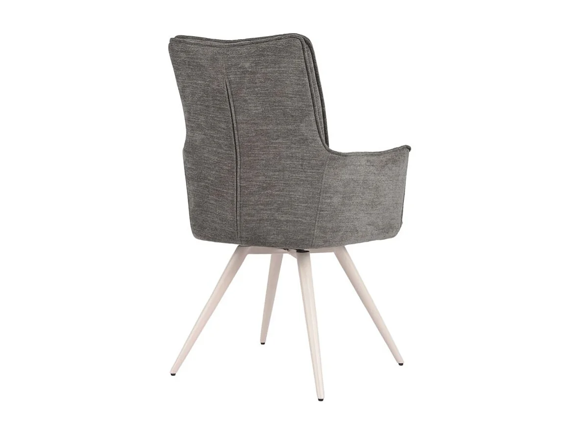 Lot 2 chaises pivotantes 180° gris foncé pieds métal blanc - SABRINA