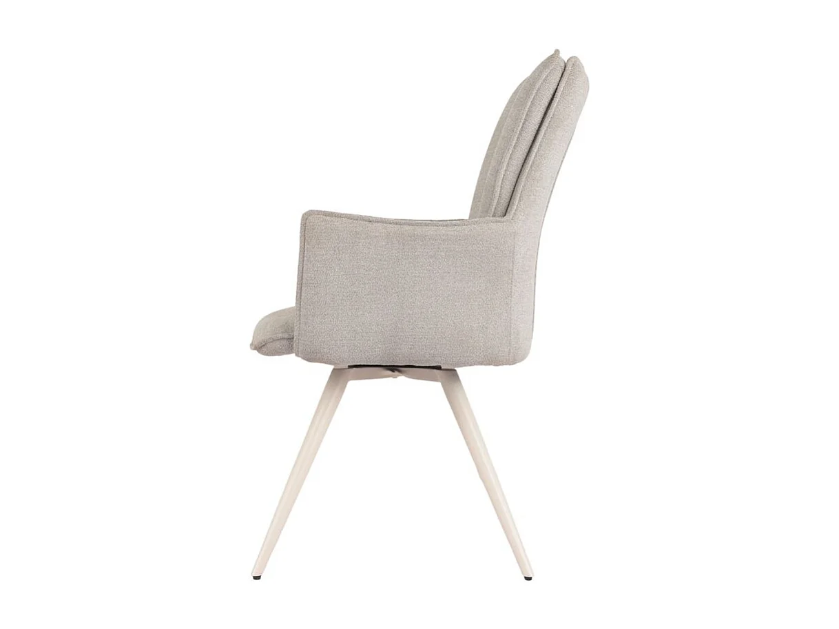 Lot 2 chaises pivotantes 180° tissu beige pieds métal blanc - SABRINA