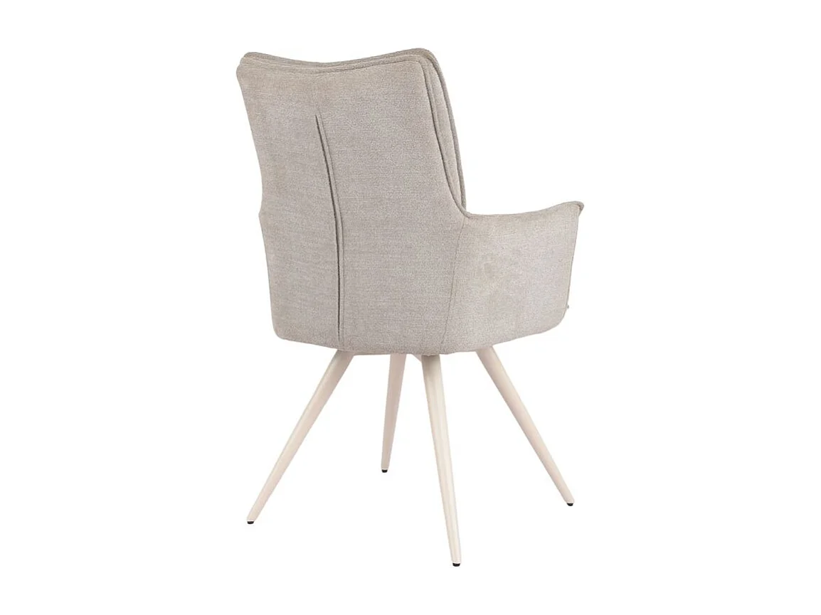 Lot 2 chaises pivotantes 180° tissu beige pieds métal blanc - SABRINA