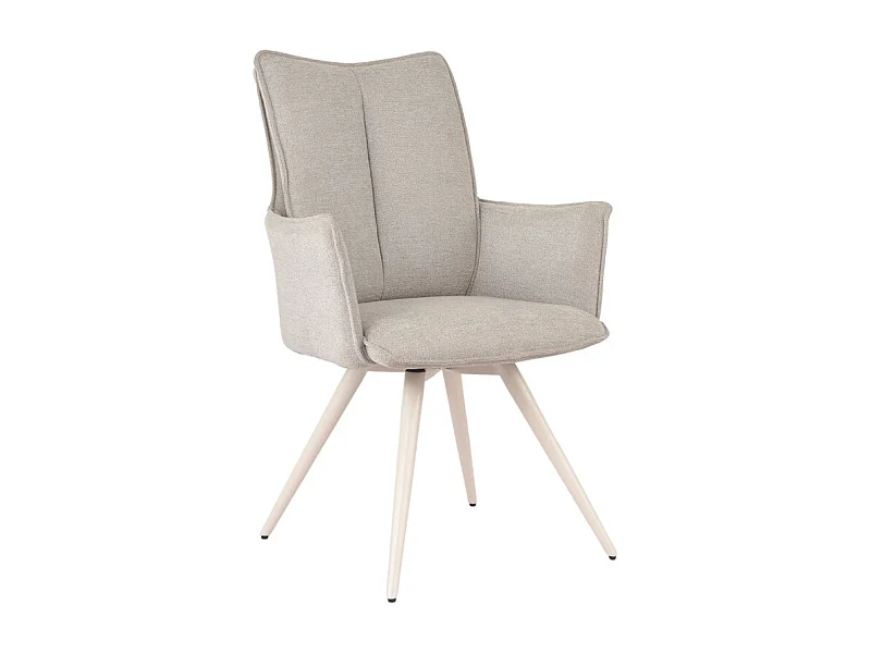 Chaise pivotante 180° en tissu beige avec pieds métal blanc - SABRINA