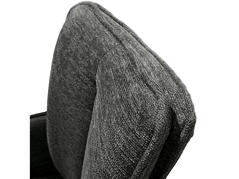 Chaise pivotante 180° tissu gris foncé et pieds métal blanc - SABRINA