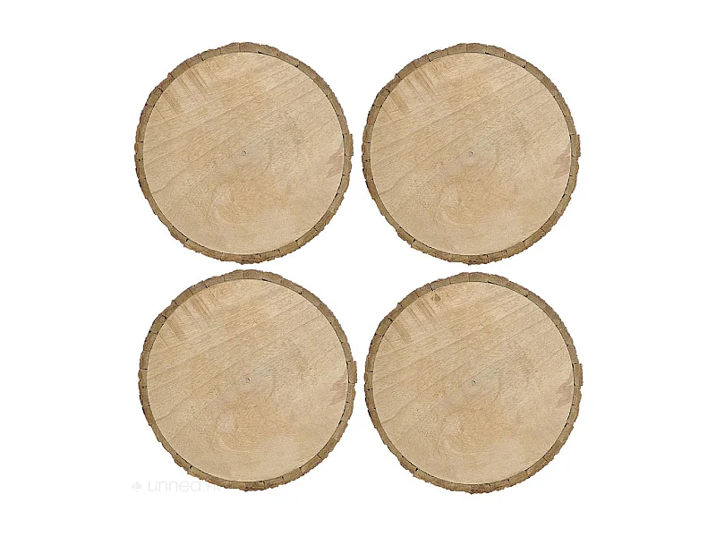 Lot de 4 dessous d'assiette en rondin de bois rond 30 cm collection BARK