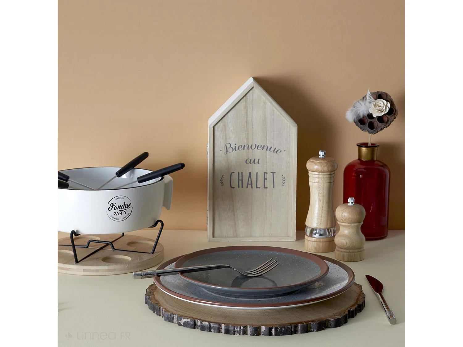 Lot de 4 dessous d'assiette en rondin de bois rond 30 cm collection BARK