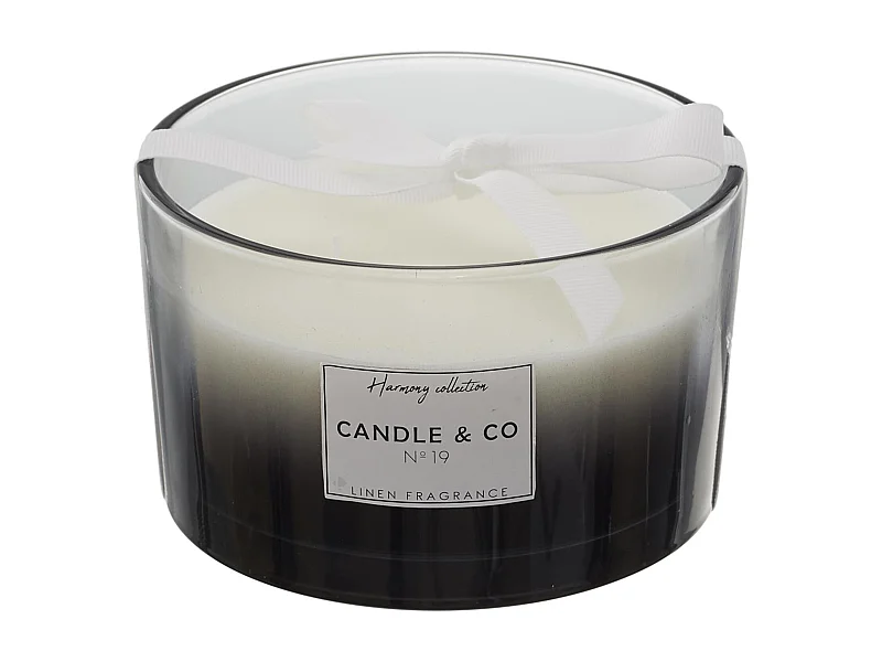 Bougie parfumée 3 mèches en coton HARMONY senteur linge frais noir