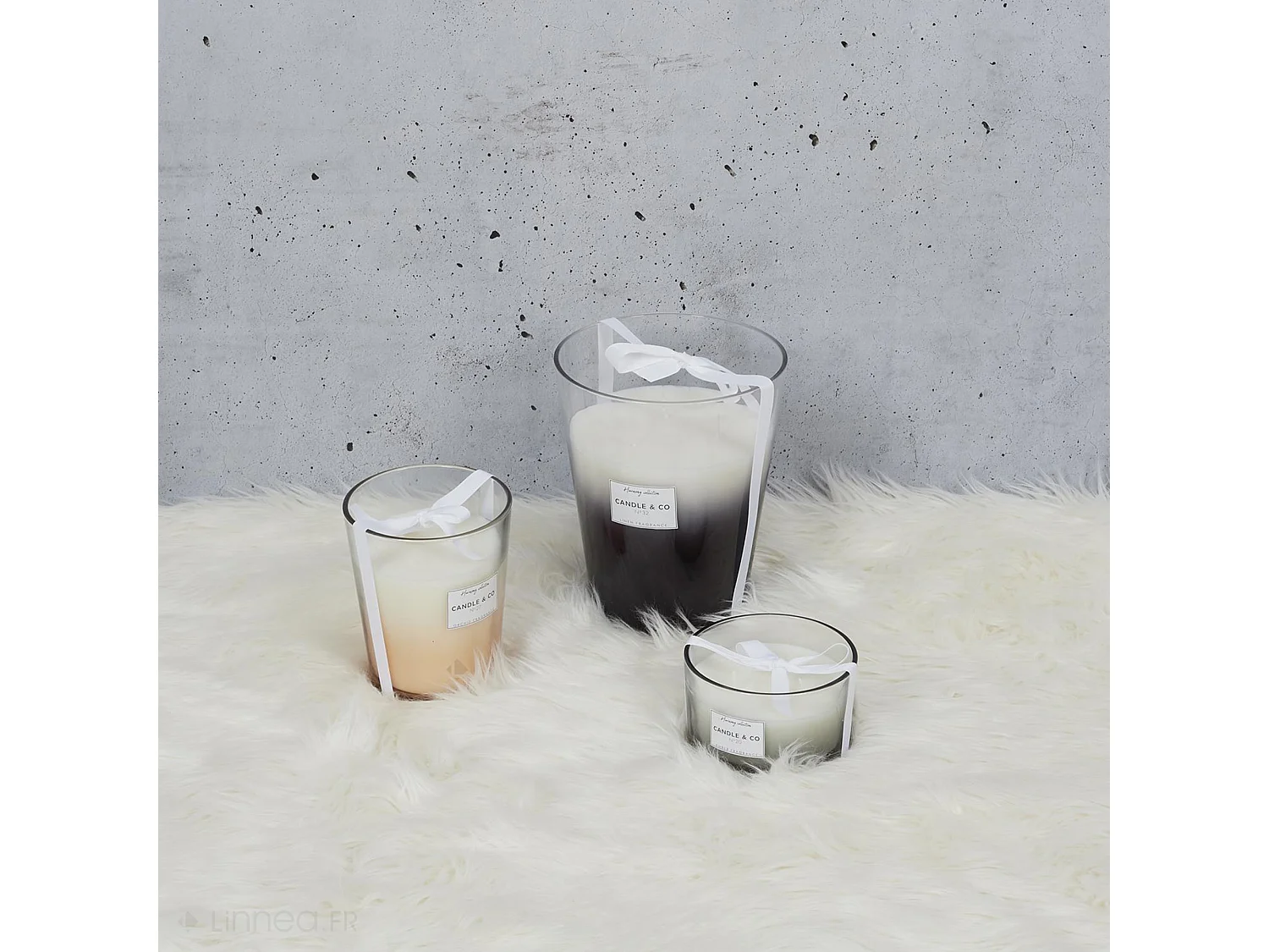 Bougie parfumée 3 mèches en coton HARMONY senteur linge frais noir