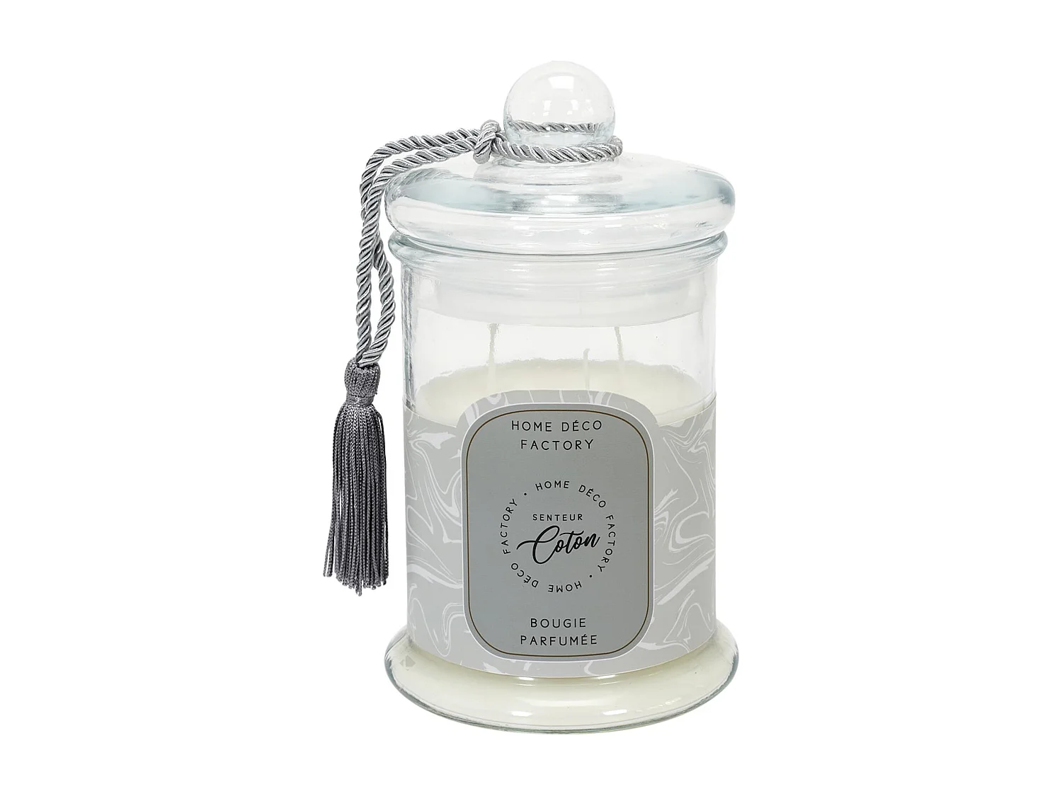 Bougie parfumée 3 mèches en coton NAOMI senteur fleur de coton gris