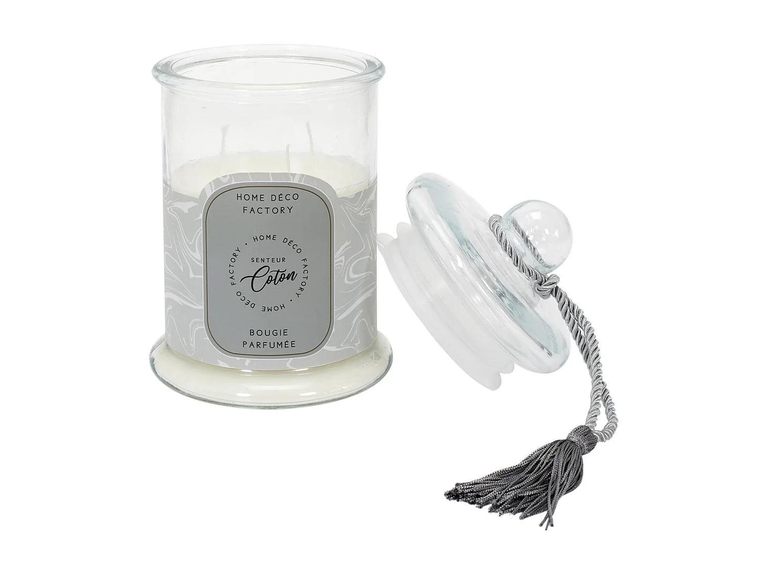 Bougie parfumée 3 mèches en coton NAOMI senteur fleur de coton gris