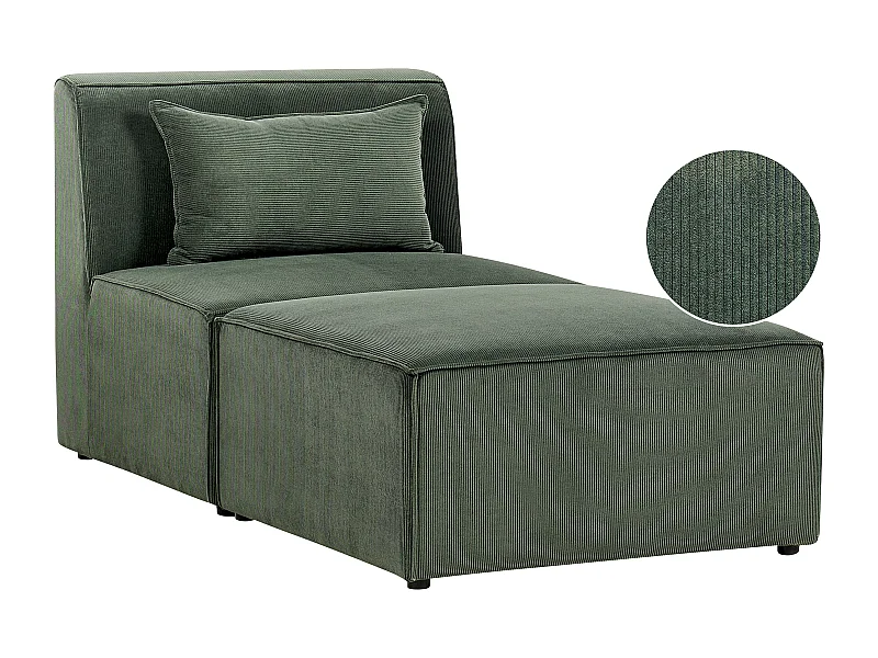 Chaise longue LEMVIG Velours côtelé Vert foncé
