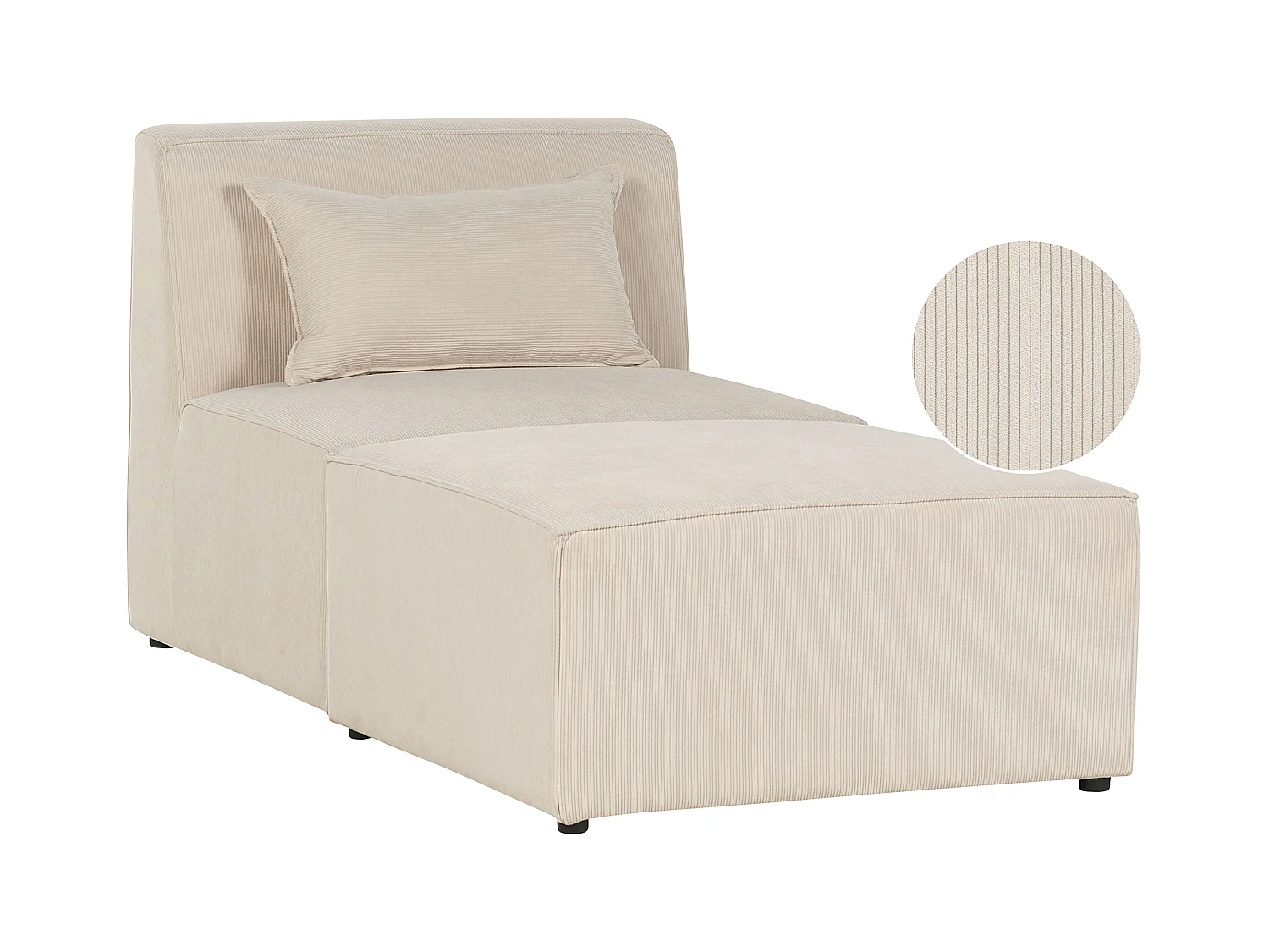 Chaise longue LEMVIG Velours côtelé Beige clair