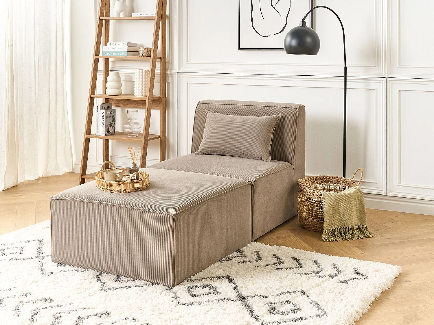 Chaise longue LEMVIG Velours côtelé Taupe