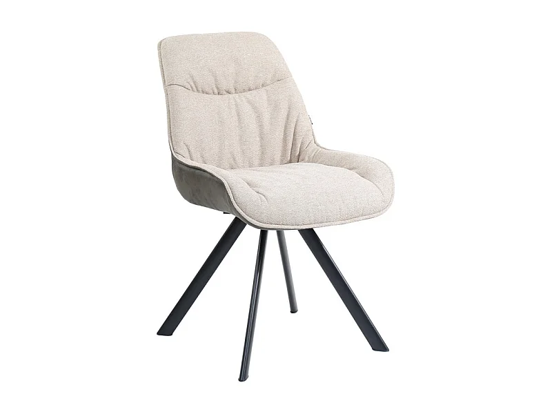 Chaise pivotante 180° en tissu blanc écru et pieds métal noir – JADEN