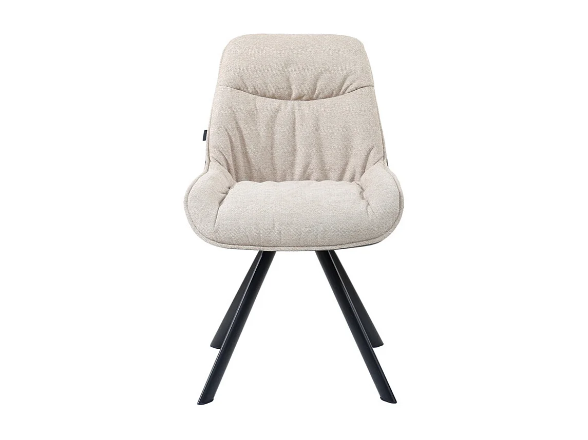 Chaise pivotante 180° en tissu blanc écru et pieds métal noir – JADEN