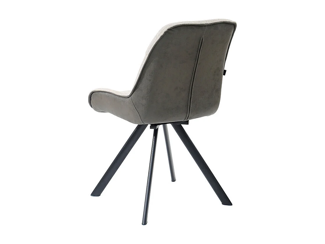 Chaise pivotante 180° en tissu blanc écru et pieds métal noir – JADEN