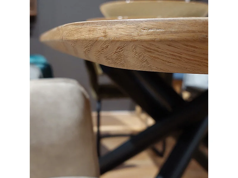 Table repas 200 cm en bois de frêne stratifié pieds métal noir - ILDA