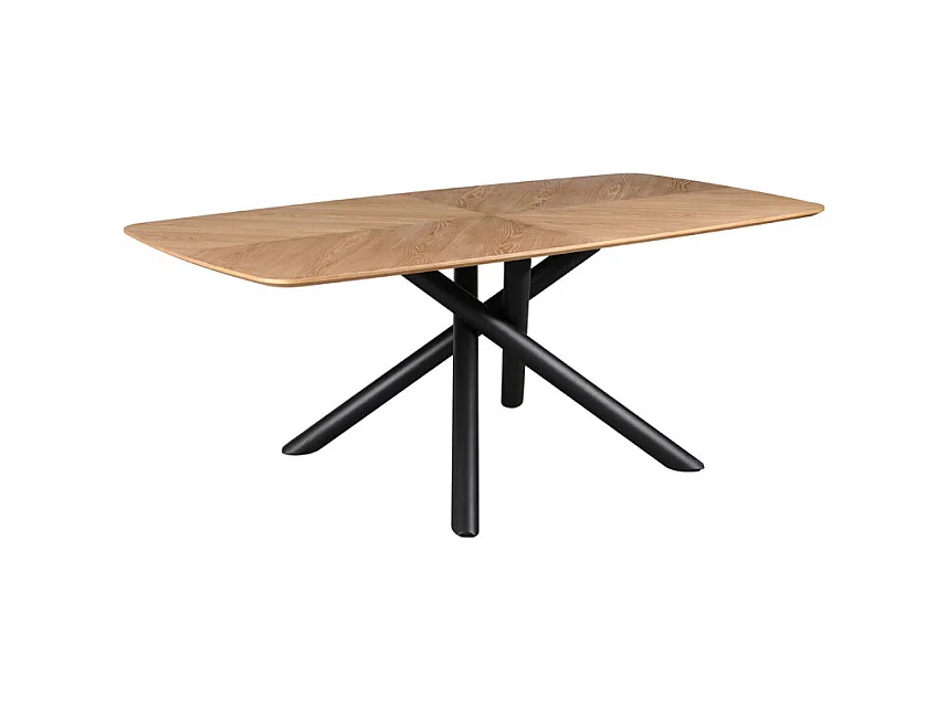 Table repas 200 cm en bois de frêne stratifié pieds métal noir - ILDA