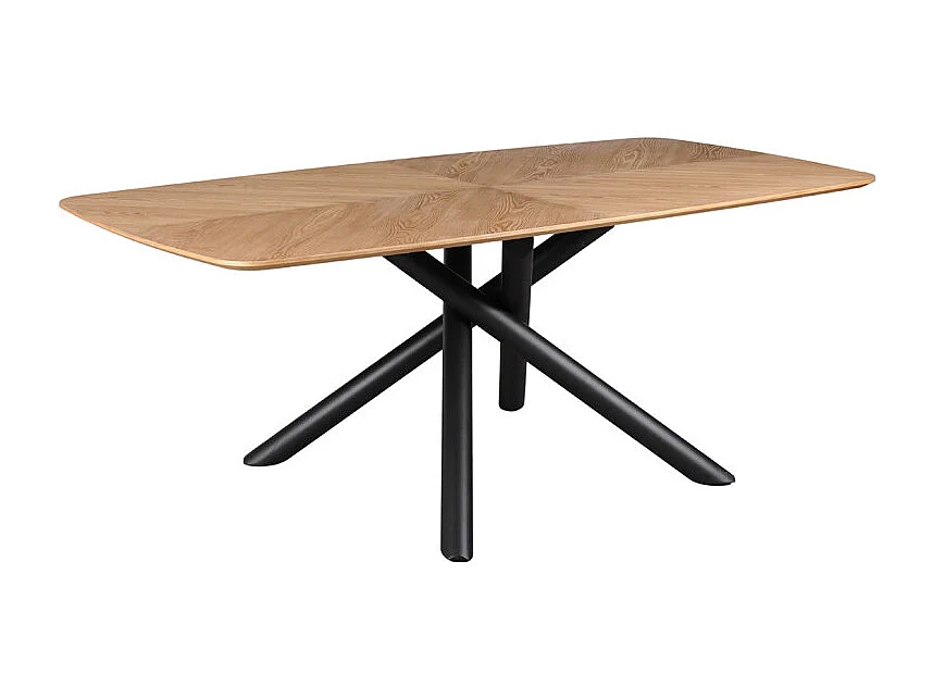 Table repas 200 cm en bois de frêne stratifié pieds métal noir - ILDA