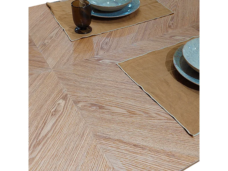 Table repas 200 cm en bois de frêne stratifié pieds métal noir - ILDA