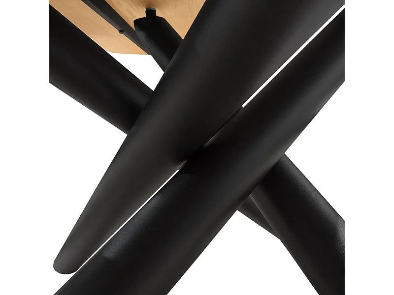 Table repas 200 cm en bois de frêne stratifié pieds métal noir - ILDA