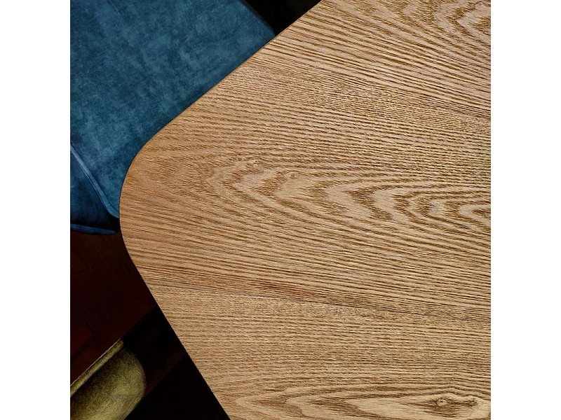 Table repas 200 cm en bois de frêne stratifié pieds métal noir - ILDA