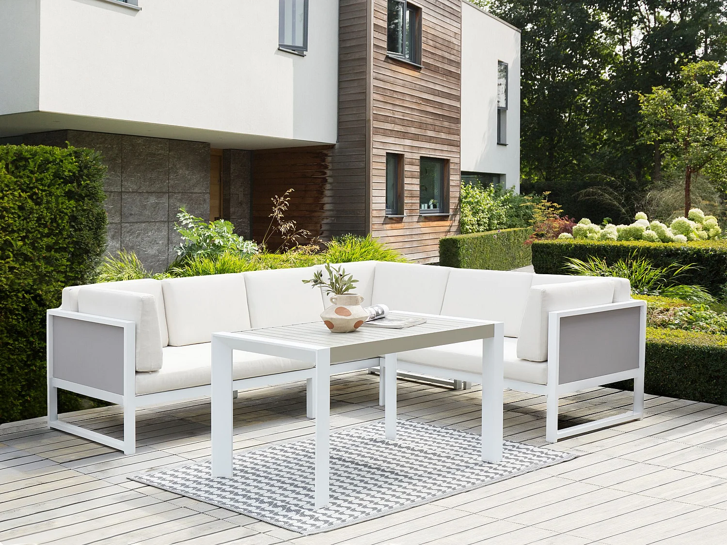 Ensemble de housses de coussins d'extérieur CASTELLA Blanc cassé