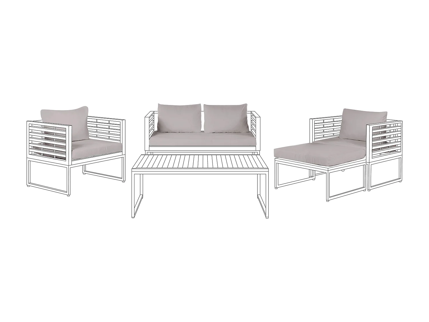 Outdoor Kissenbezug Set BERMUDA Grau
