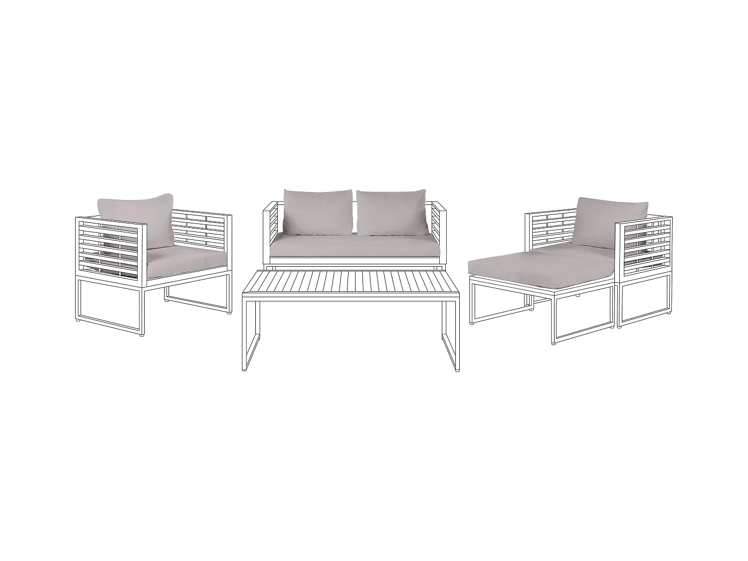 Ensemble de housses de coussins d'extérieur BERMUDA Gris