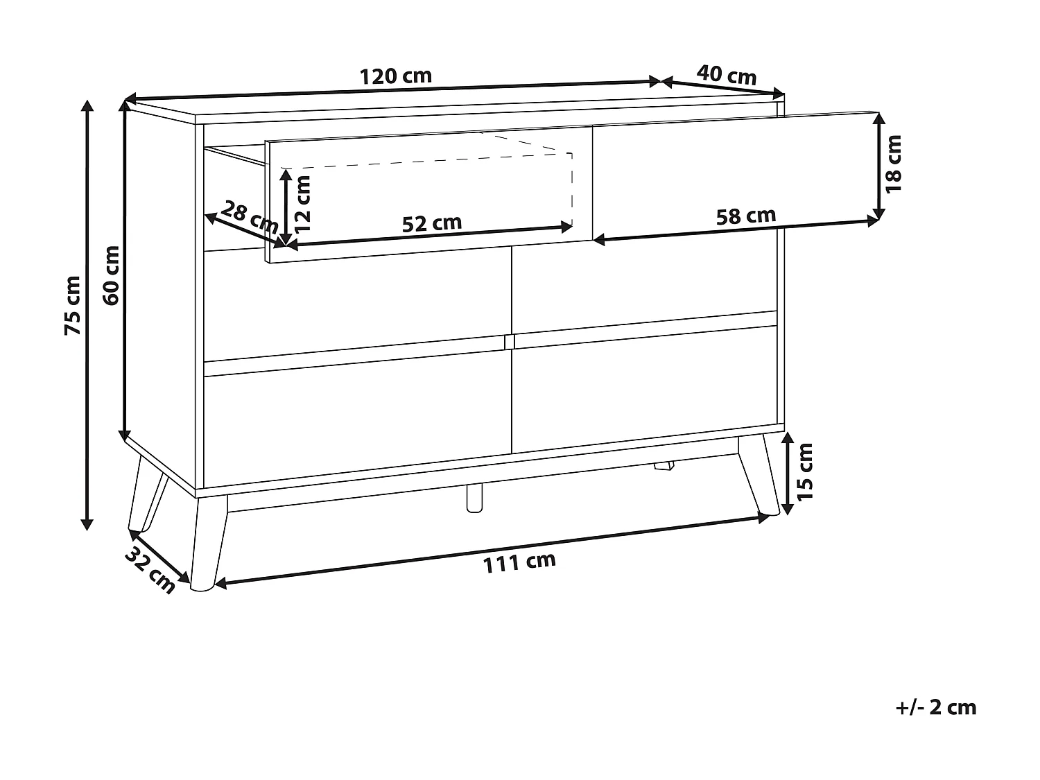Commode à 6 tiroirs SARDIS Marron clair