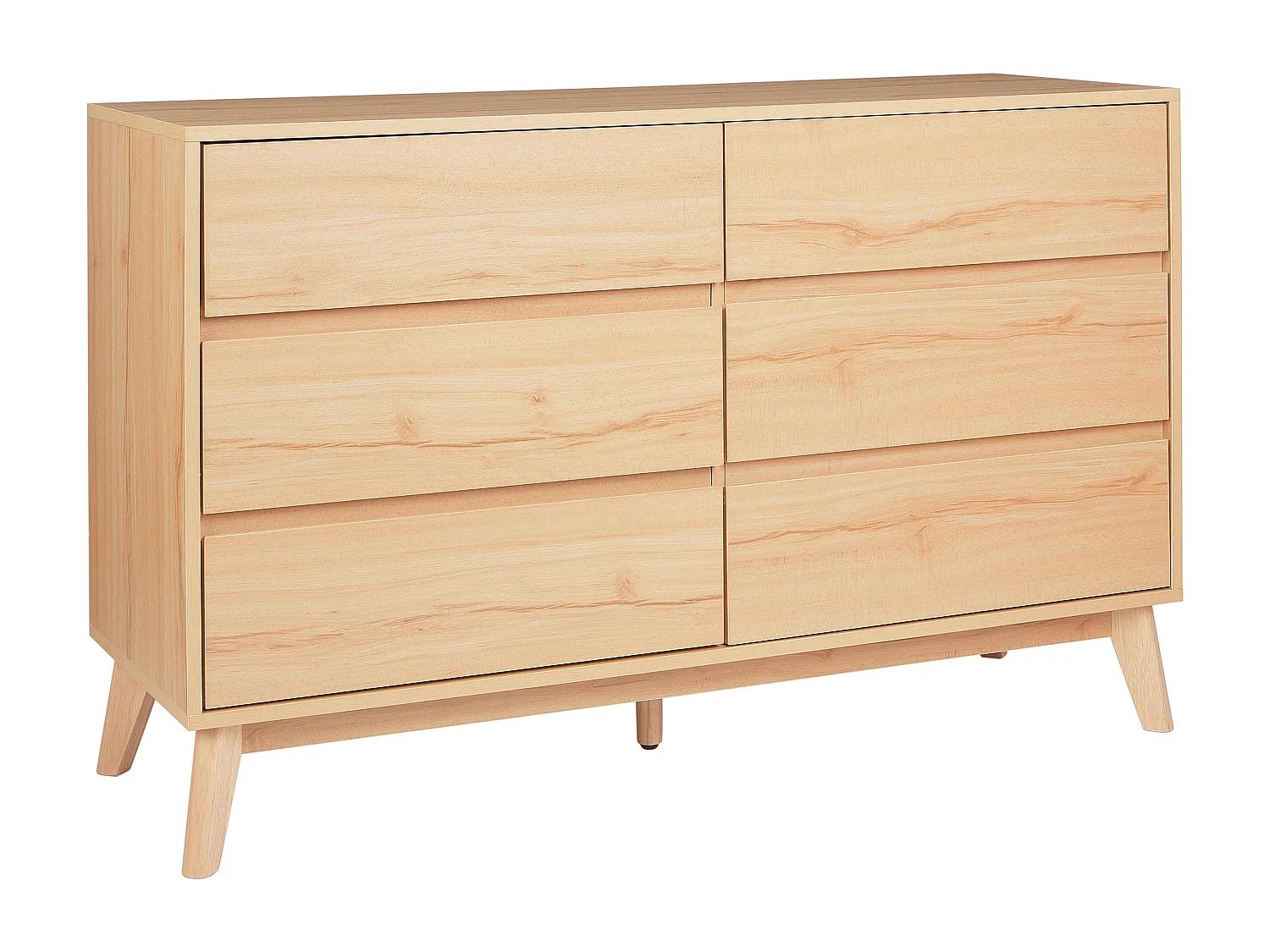 Kommode mit 6 Schubladen SARDIS Hellbraun
