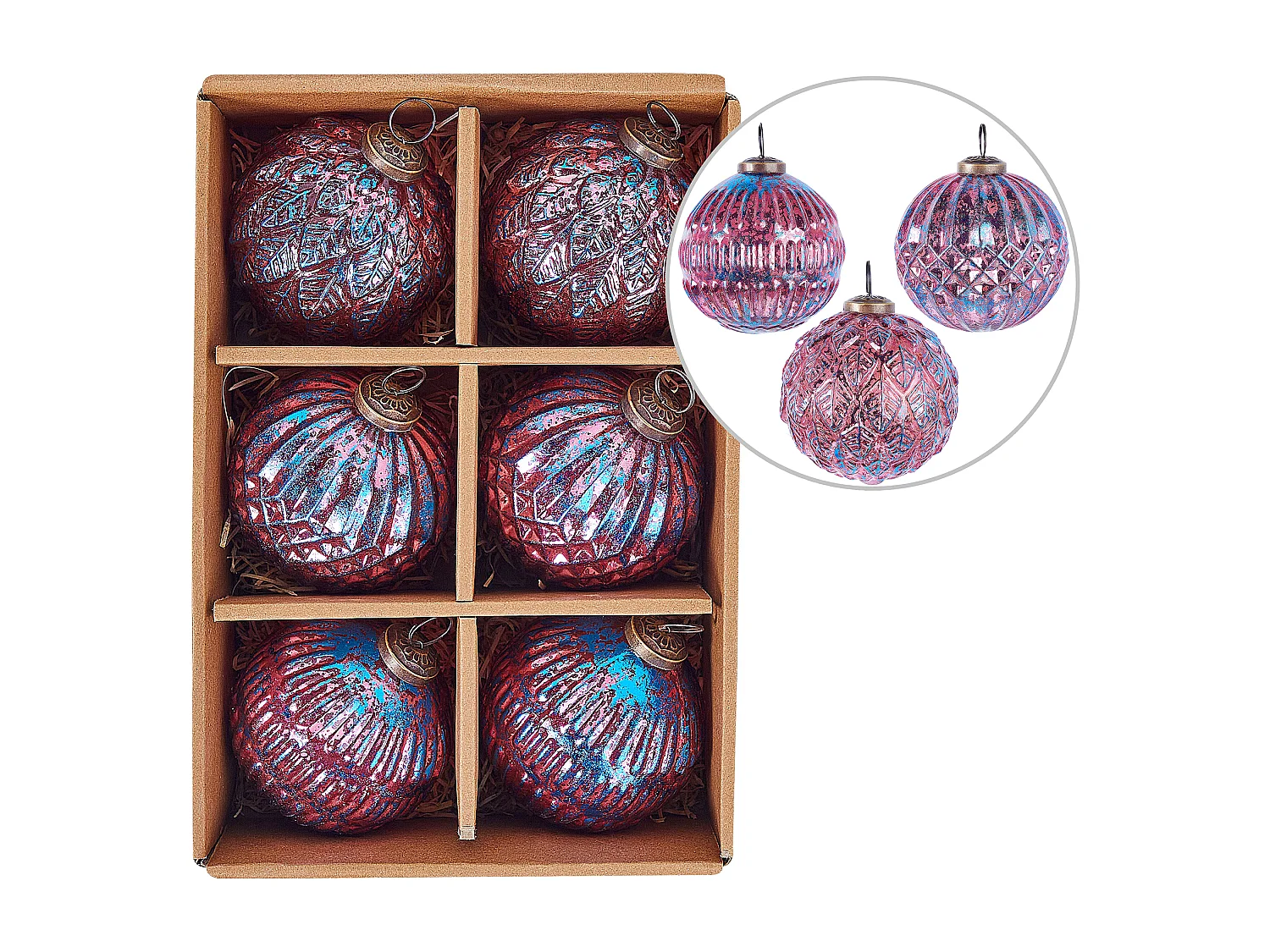 Lot de 6 boules ASTRAL Verre Rose
