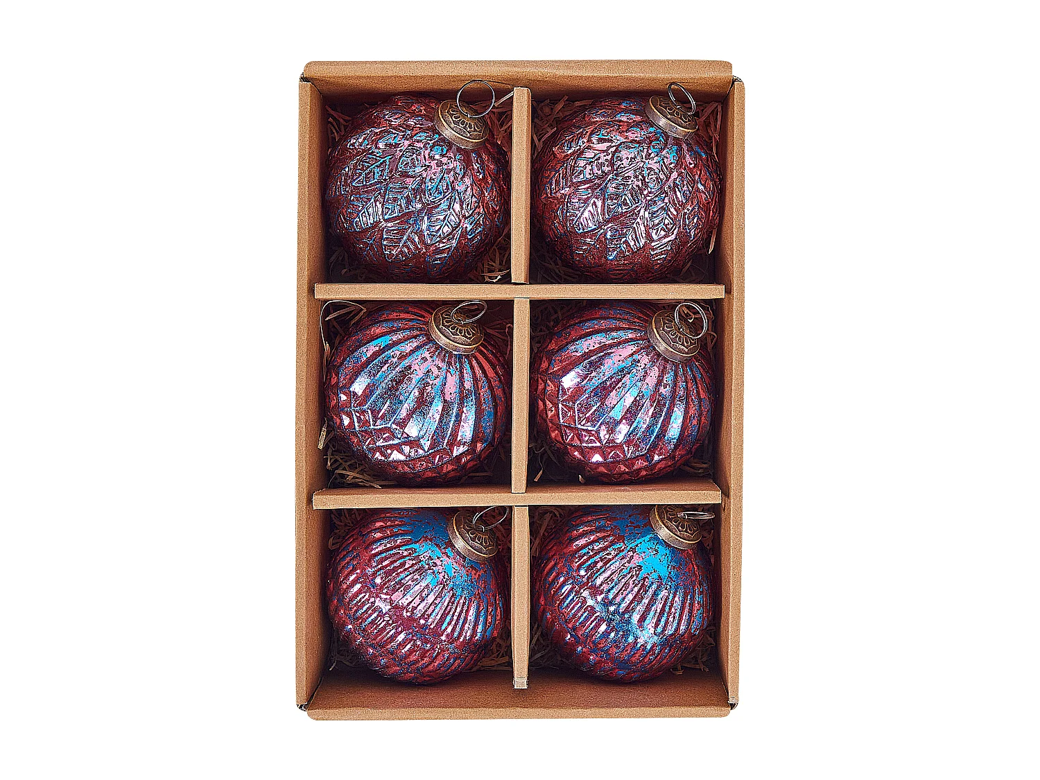 Kerstballen set van 6 glas roze ASTRAL