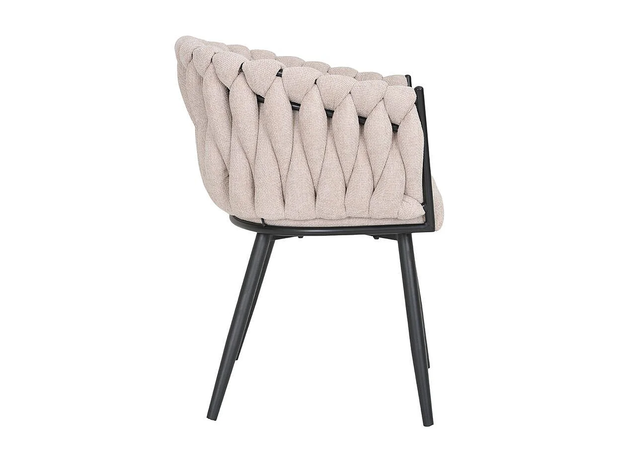 Lot de 2 chaises en tissu maille tressé beige et pieds métal - BOWI 2
