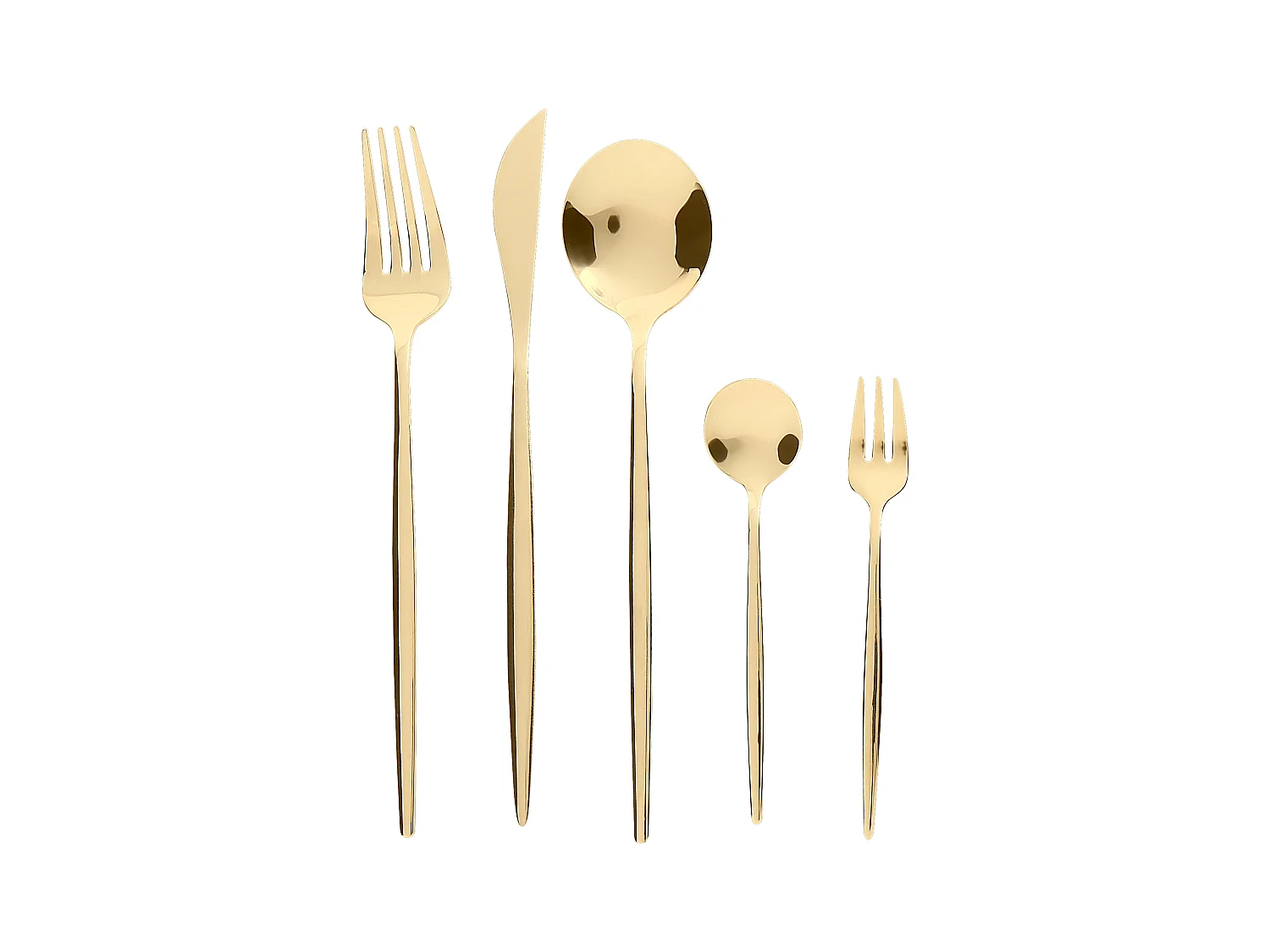 Modernes Besteck Set 30-teilig für 6 Personen Messer Gabel Löffel Teelöffel Kuchengabel Edelstahl Gold Rigatoni